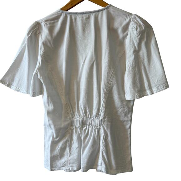 Vintage Esprit Button Front Flutter Short Sleeve Top White - Picture 4 of 5